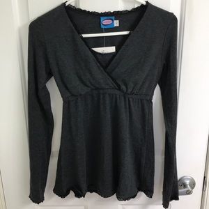 Dark gray stretch maternity long sleeve top size S
